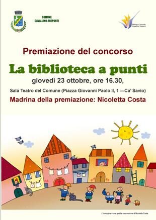 locandina di Biblioteca a punti con illustrazione gentilmente concessa da Nicoletta Costa