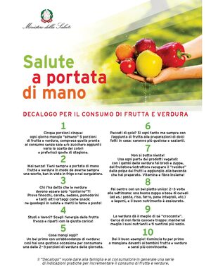 locandina decalogo consumo frutta e verdura